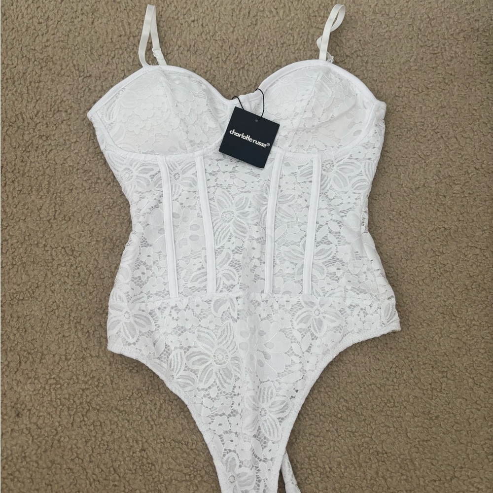 Charlotte Russe White Lace Bodysuit